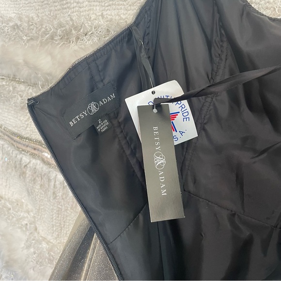 Betsy & Adam Womens Metallic Hi-Low Evening Dress - Picture 11 of 14